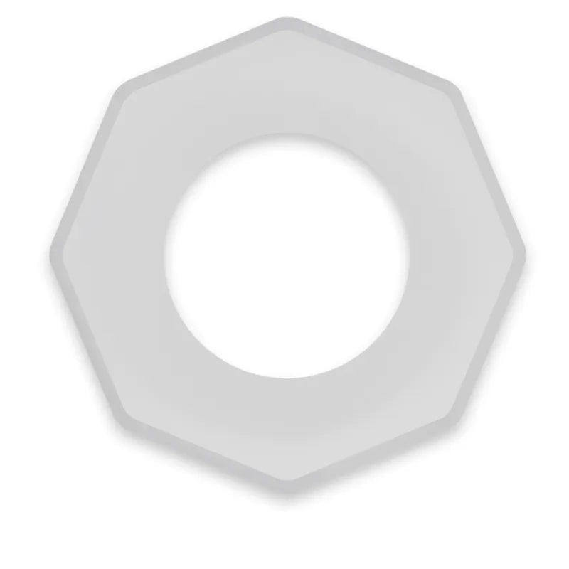 Anneau pénien TPE hypoallergénique gris, forme octogonale, doux et flexible pour confort et performance intime optimale.