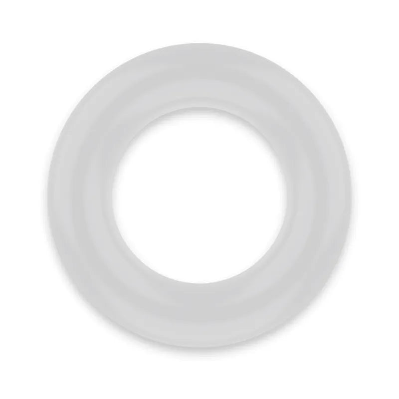 Anneau pénien hypoallergénique TPE, transparent, forme circulaire, pour érections fermes et confort optimal.