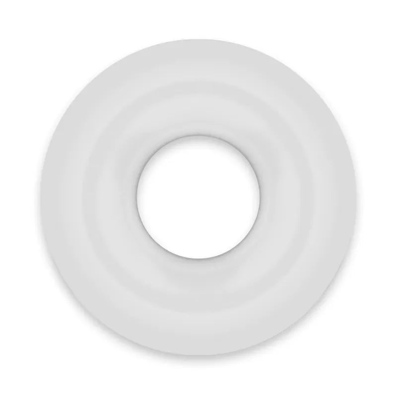 Anneau pénien hypoallergénique en TPE blanc, forme circulaire, surface lisse pour confort et sécurité optimisés.
