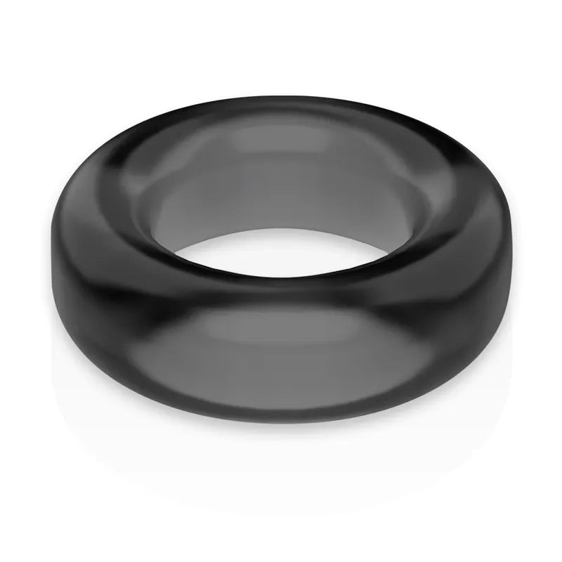 Anneau pénien noir en TPE hypoallergénique, forme circulaire, pour performance prolongée et confort optimal.