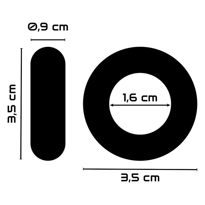 Anneau pénien noir TPE hypoallergénique, diamètre 3,5 cm, design ergonomique pour confort et performance.
