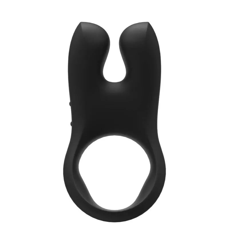 Anneau pénien vibrant noir, design ergonomique, stimulation clitoridienne et pénienne, matériau hypoallergénique.