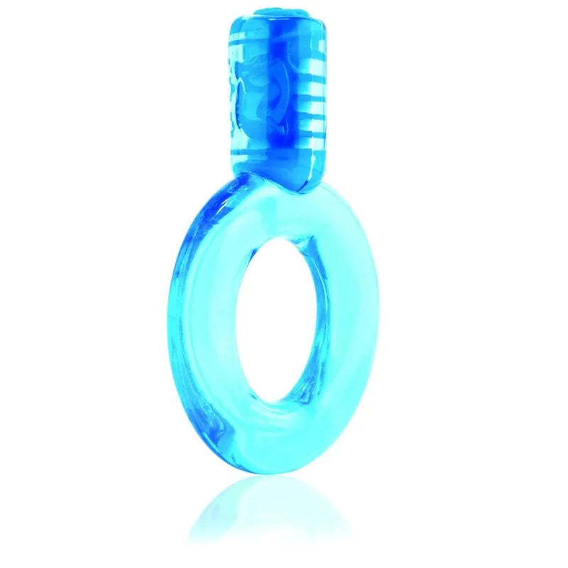 Anneau pénien vibrant bleu, moteur puissant, forme circulaire, stimulation intense pour érection longue durée.