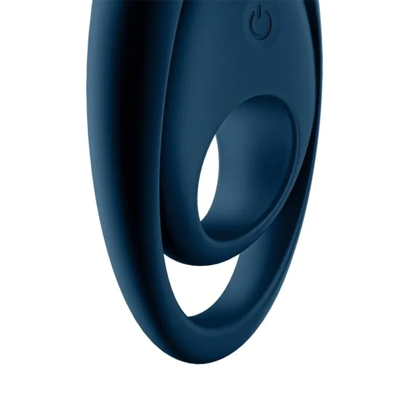 Anneau pénien vibrant en silicone bleu, deux anneaux distincts, design ergonomique pour couples, stimulation intense.
