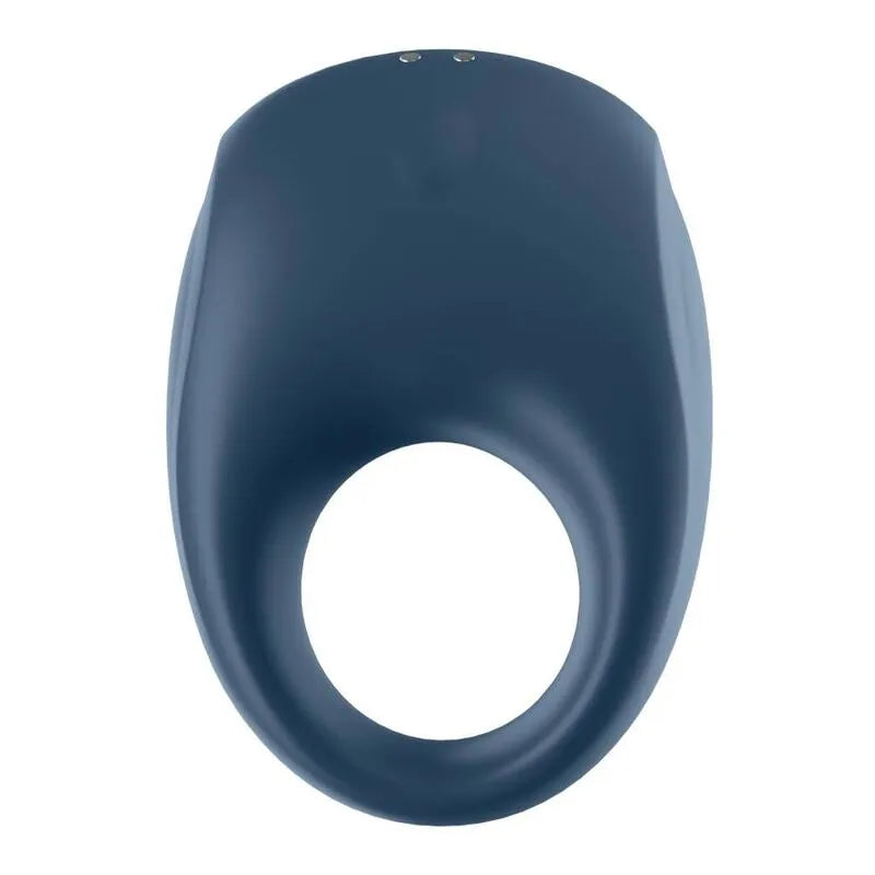 Anneau pénien vibratoire en silicone bleu, forme ovale, étanche, pour performance et plaisir accrus.
