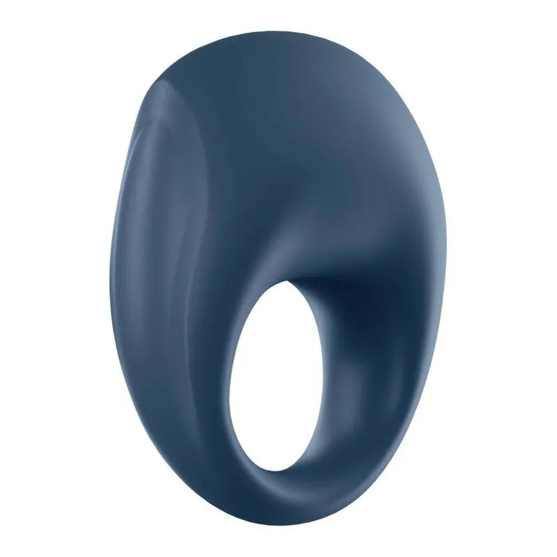Anneau pénien vibratoire en silicone bleu, forme ergonomique, étanche, avec contrôle via application pour plaisir partagé.