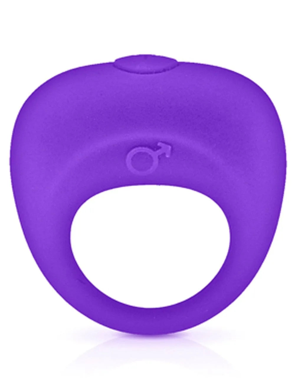 Anneau pénis violet en silicone avec vibrations, texture douce et extensible, idéal pour intensifier le plaisir.
