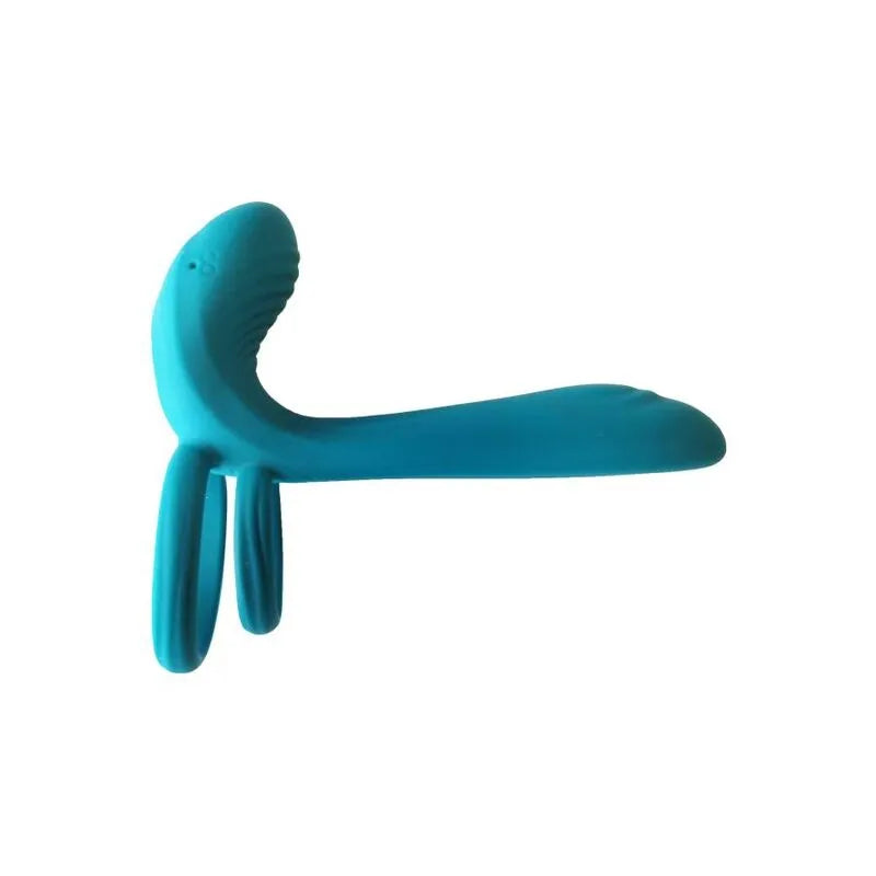 Anneau vibrant bleu Xocoon pour couples, forme ergonomique, stimulation clitoridienne et pénienne, plaisir partagé.