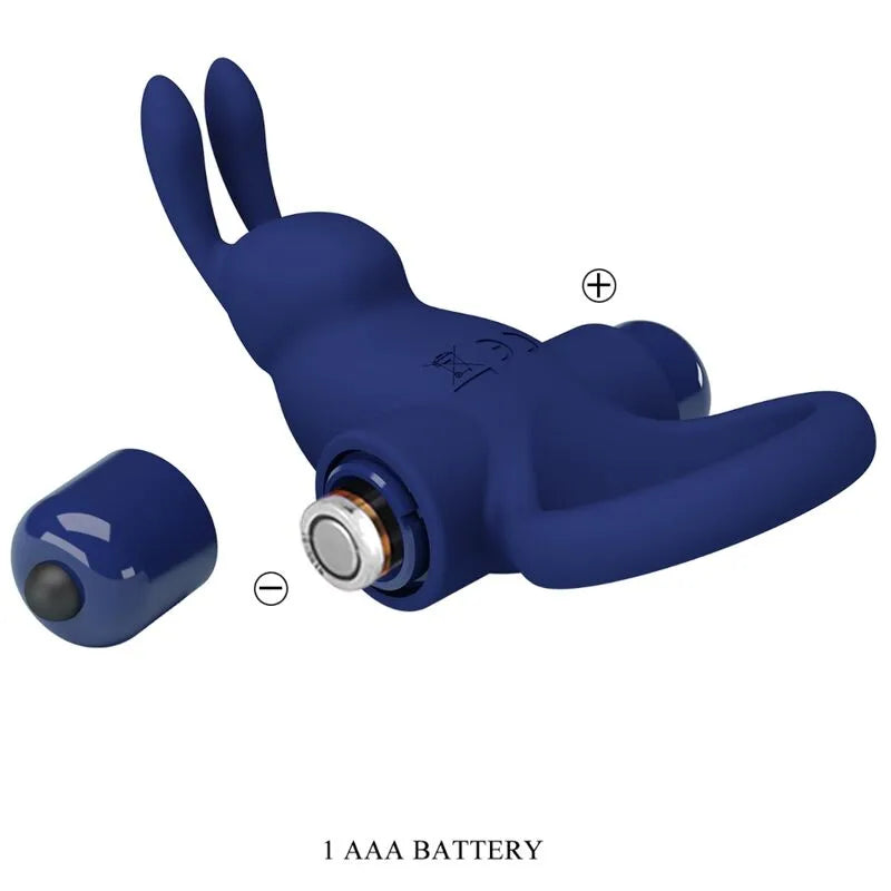 Anneau vibrant bleu en silicone avec 10 modes de vibration, forme ergonomique, batterie AAA incluse, accessoire intime.