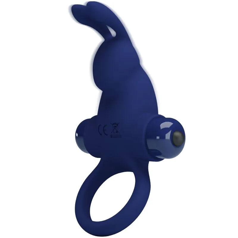 Anneau vibrant bleu en silicone avec 10 vibrations, forme ergonomique, idéal pour moments intimes et stimulation sensorielle.