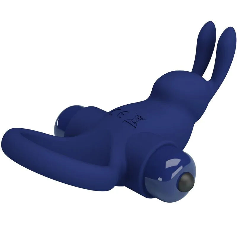 Anneau vibrant silicone bleu, forme ergonomique, 10 vibrations, accessoire intime, stimulation sensorielle.