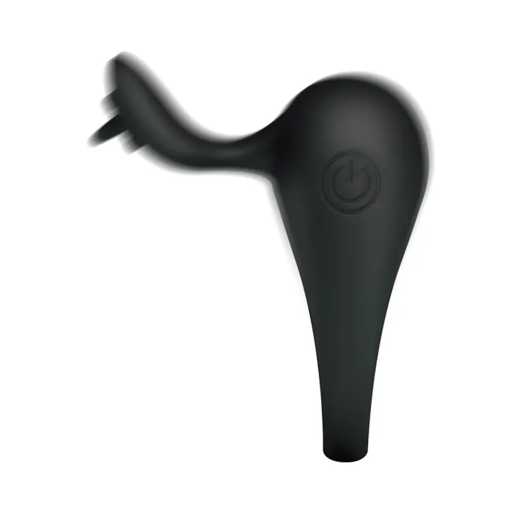 Anneau vibrant noir en silicone, forme ergonomique, texture douce, conçu pour couples, stimulation intense et confort.