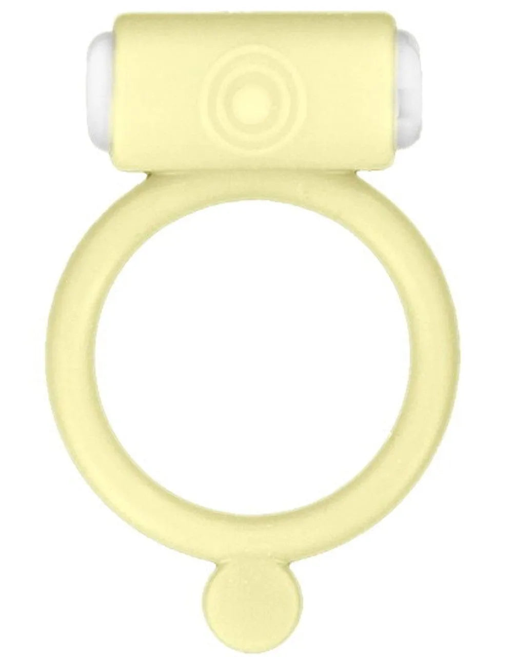 Anneau de pénis vibrant phosphorescent jaune avec stimulateur clitoridien, extensible et ergonomique pour plaisir intense.