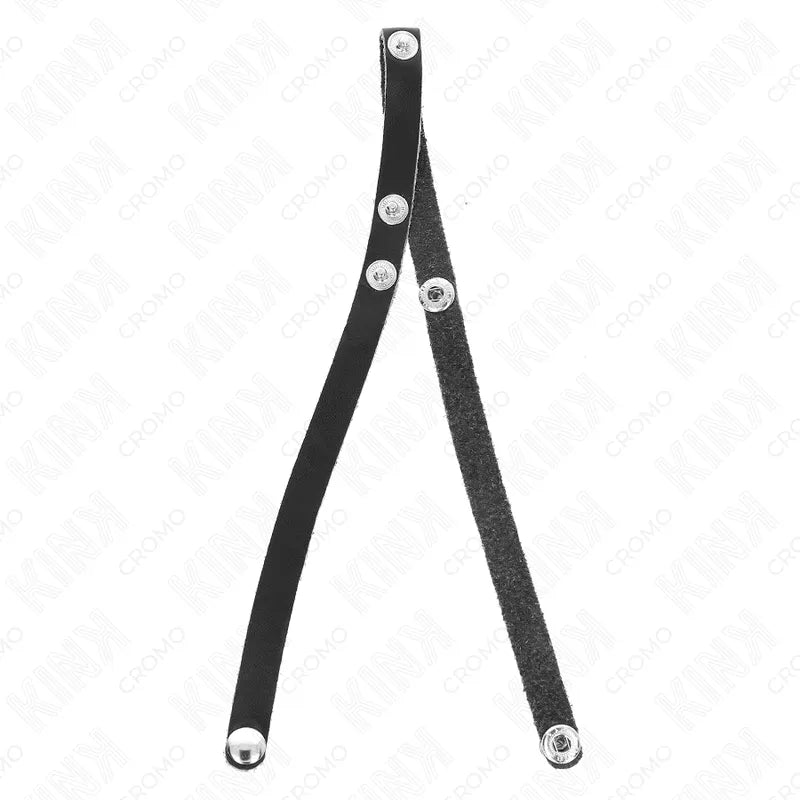 Anneaux péniens BDSM ajustables en cuir noir avec boutons-pression, design élégant et fonctionnel pour plaisir personnalisé.