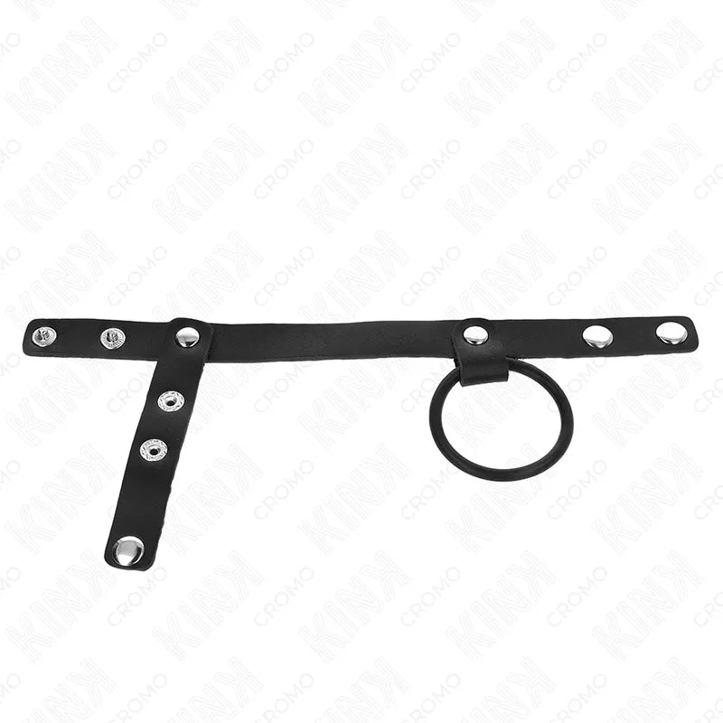 Anneaux péniens en cuir noir ajustables, design élégant pour plaisir BDSM, fermoirs métalliques, confort et durabilité.
