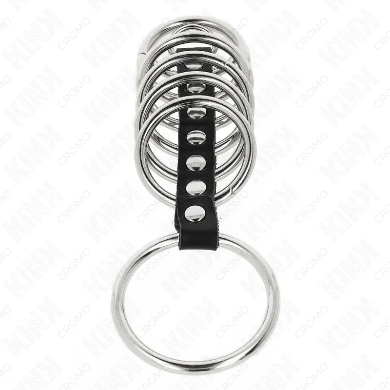Anneaux péniens en cuir ajustables BDSM, noir et argent, élégants et fonctionnels pour contrôle et plaisir optimal.