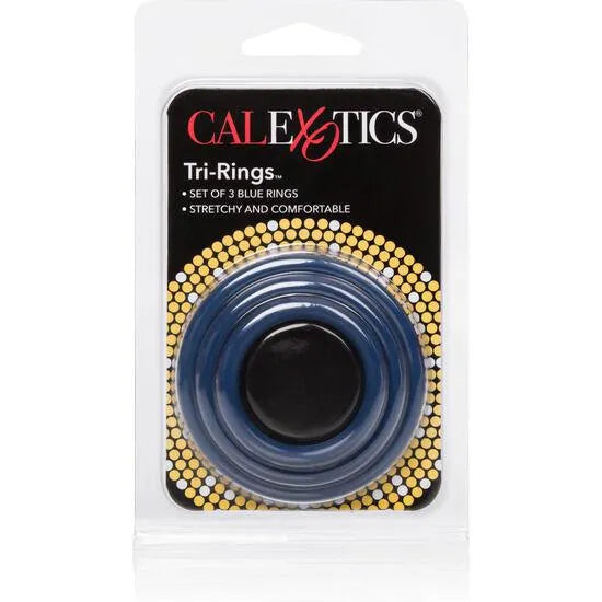 Anneaux pénis en silicone bleu, souples et confortables, pour érection durable et contrôle de l'éjaculation précoce.