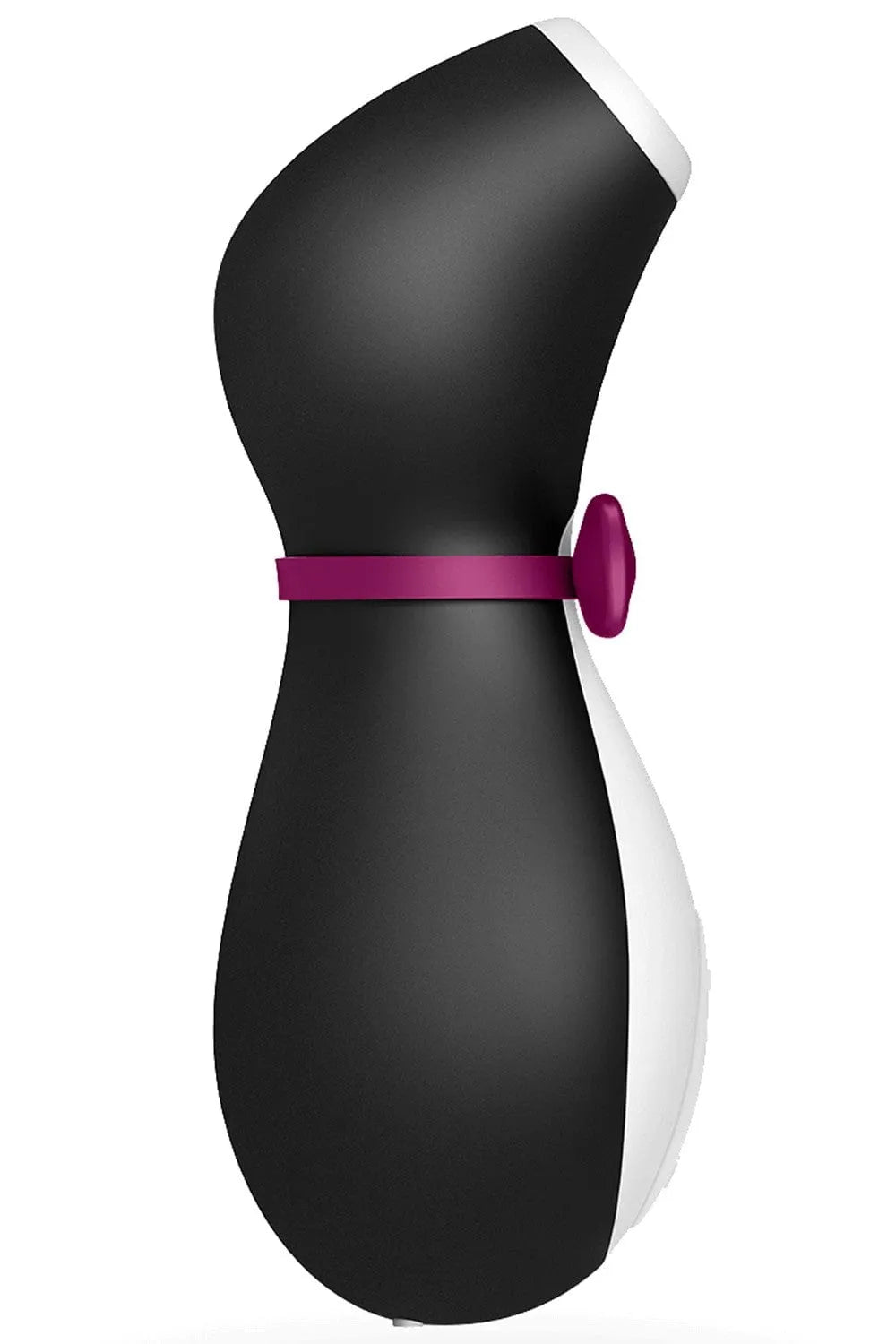 Stimulateur clitoridien Aspire Clito noir et blanc en forme de pingouin avec nœud papillon violet, waterproof et USB.