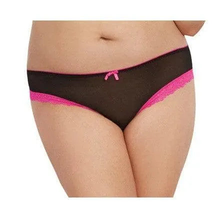 Shorty en résille noir avec dentelle rose, nœud décoratif, élégant et confortable pour le week-end.
