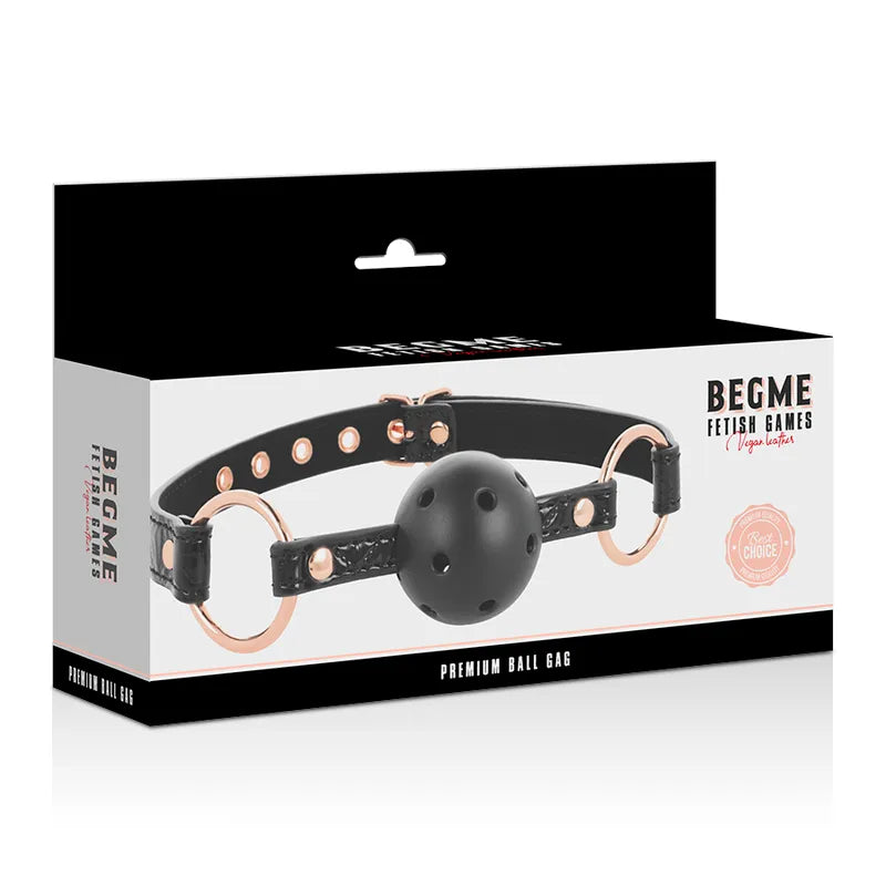 Bâillon Bdsm Cuir Vegan Respirant Rouge