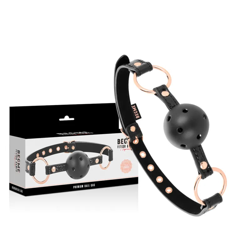 Bâillon Bdsm Cuir Vegan Respirant Rouge