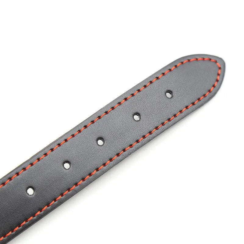 Sangle noire en cuir synthétique avec coutures rouges, ajustable, pour bâillon-boule sans phtalates Ohmama.