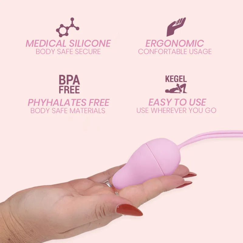 Balle de Kegel rose en silicone hypoallergénique, forme ergonomique, tenue en main, sans phtalates, pour renforcement pelv...
