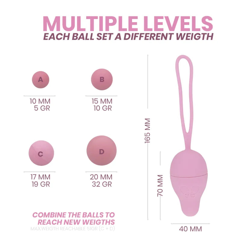 Balle de Kegel en silicone hypoallergénique, renforcement pelvien, sans phtalates, sécurité et confort pour femmes.