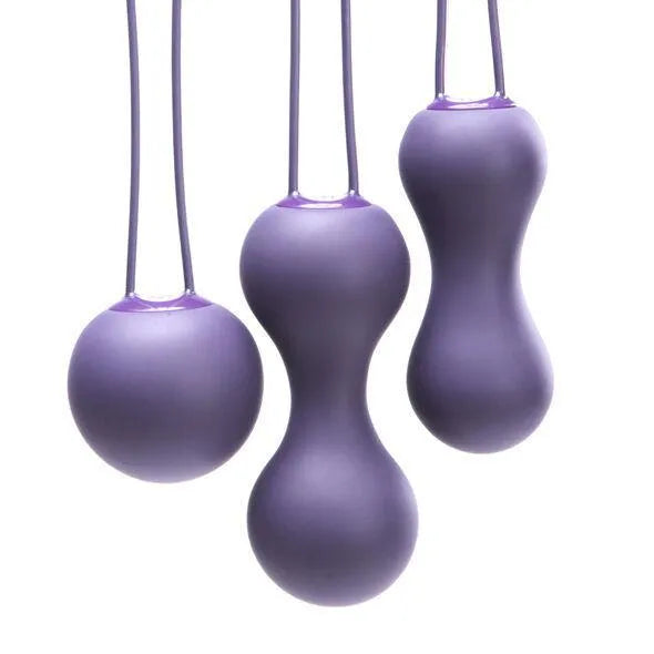 Balles de Kegel lilas, trois formes progressives pour tonification pelvienne, bien-être intime et santé pelvienne.