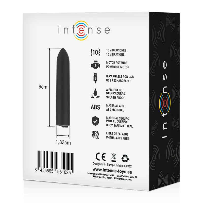 Balle vibrante compacte noire, 8,5 cm, rechargeable USB, 10 modes vibration, design discret et puissant.