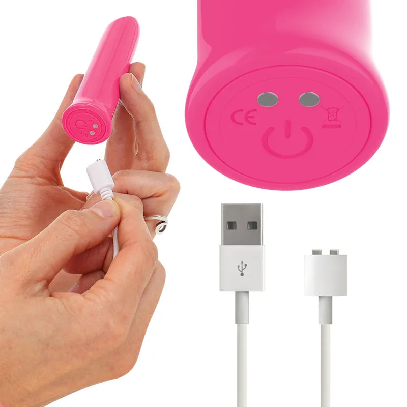 Balle vibrante violette en silicone, compacte, étanche, avec câble USB; idéale pour bain, sécurité et plaisir.