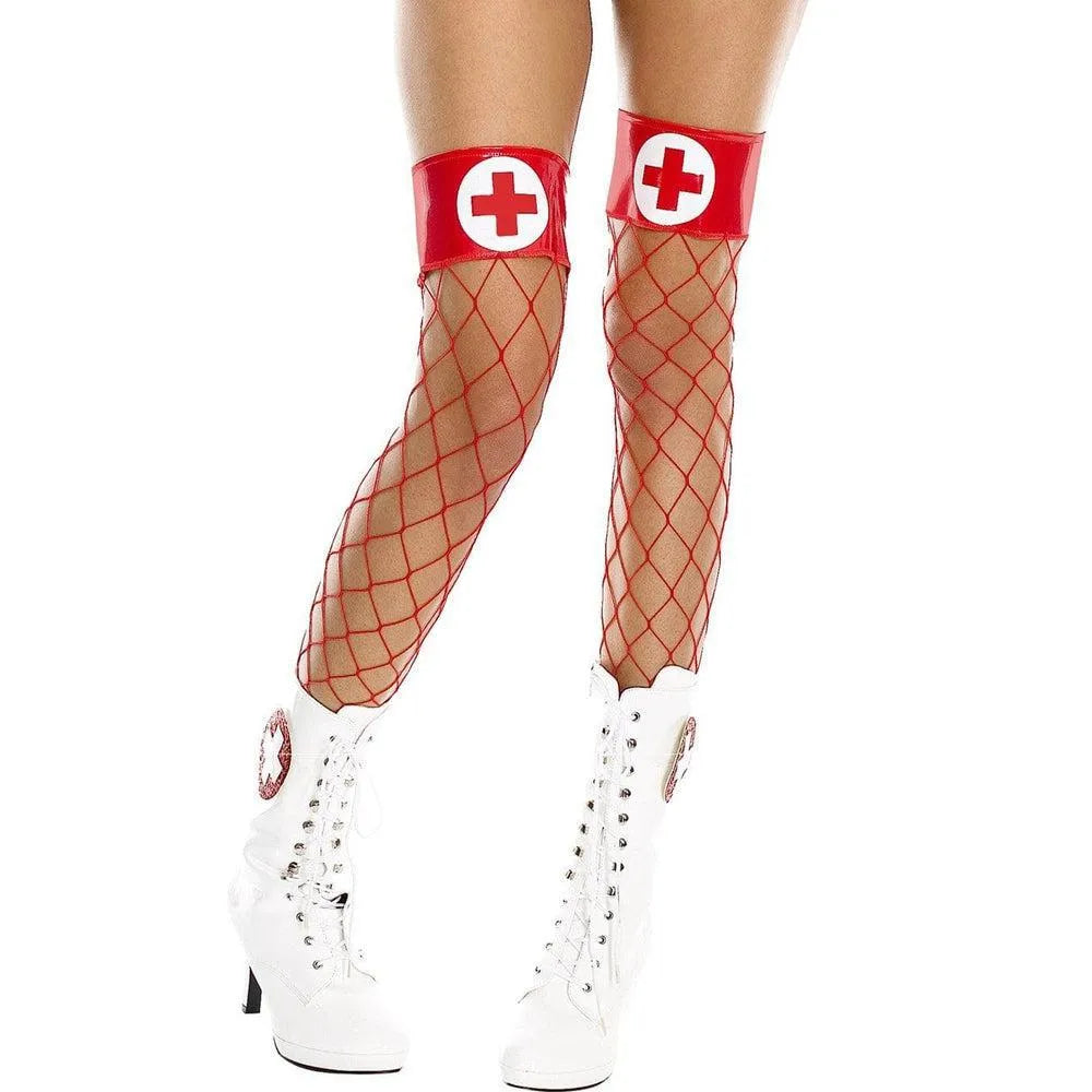 Bas Résille Rouges Infirmière Sexy