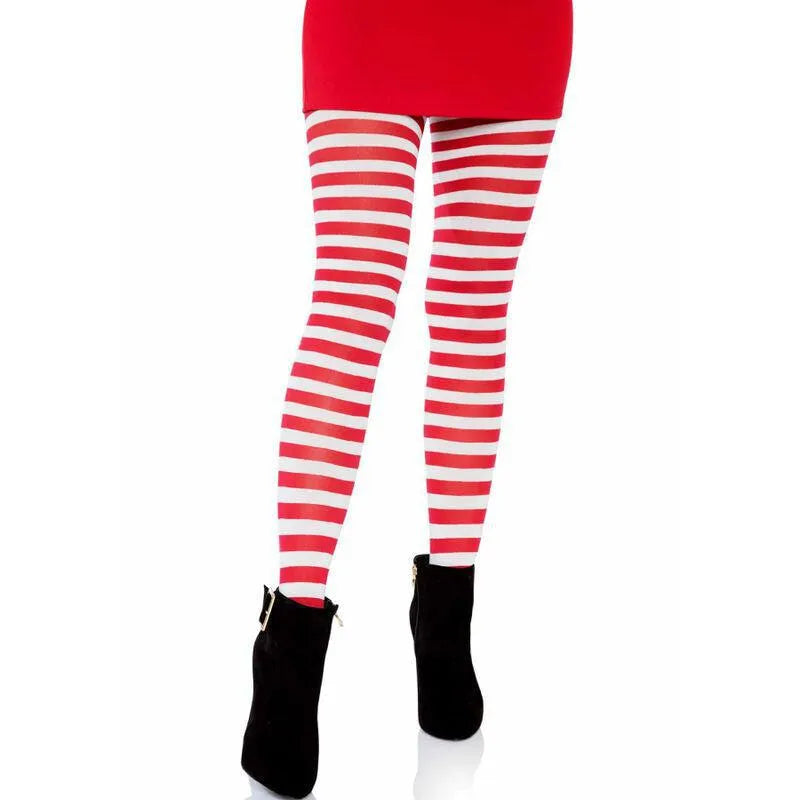 Bas Rayés Rouges Blancs Femme Nylon