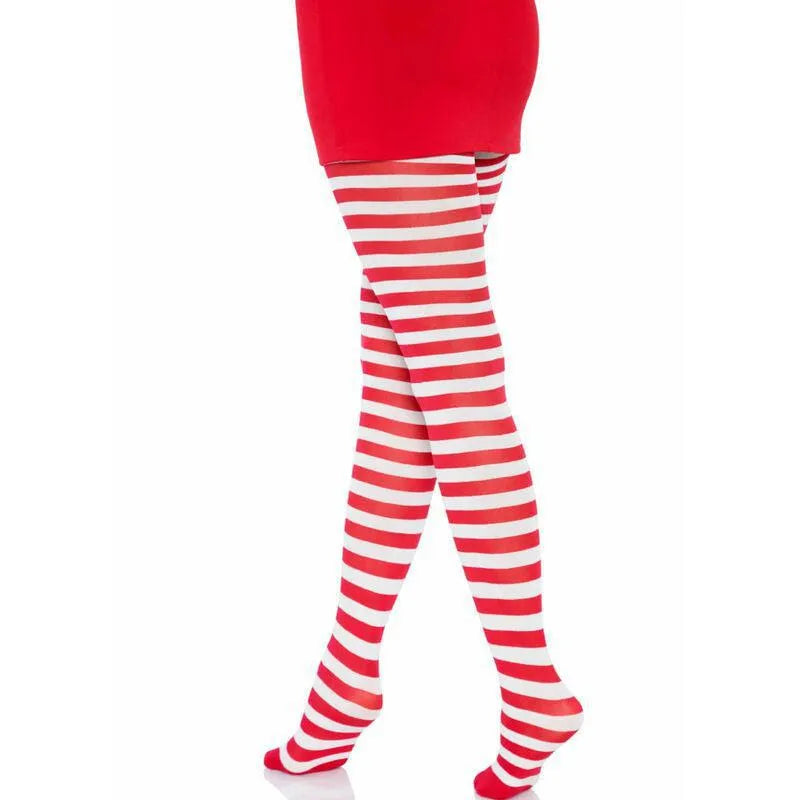 Bas Rayés Rouges Blancs Femme Nylon