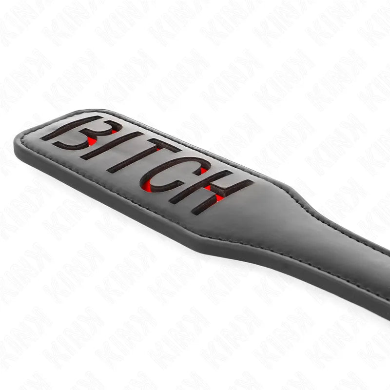 Accessoire BDSM noir en cuir avec découpe BITCH, idéal pour jeux érotiques intenses, qualité supérieure KINK.
