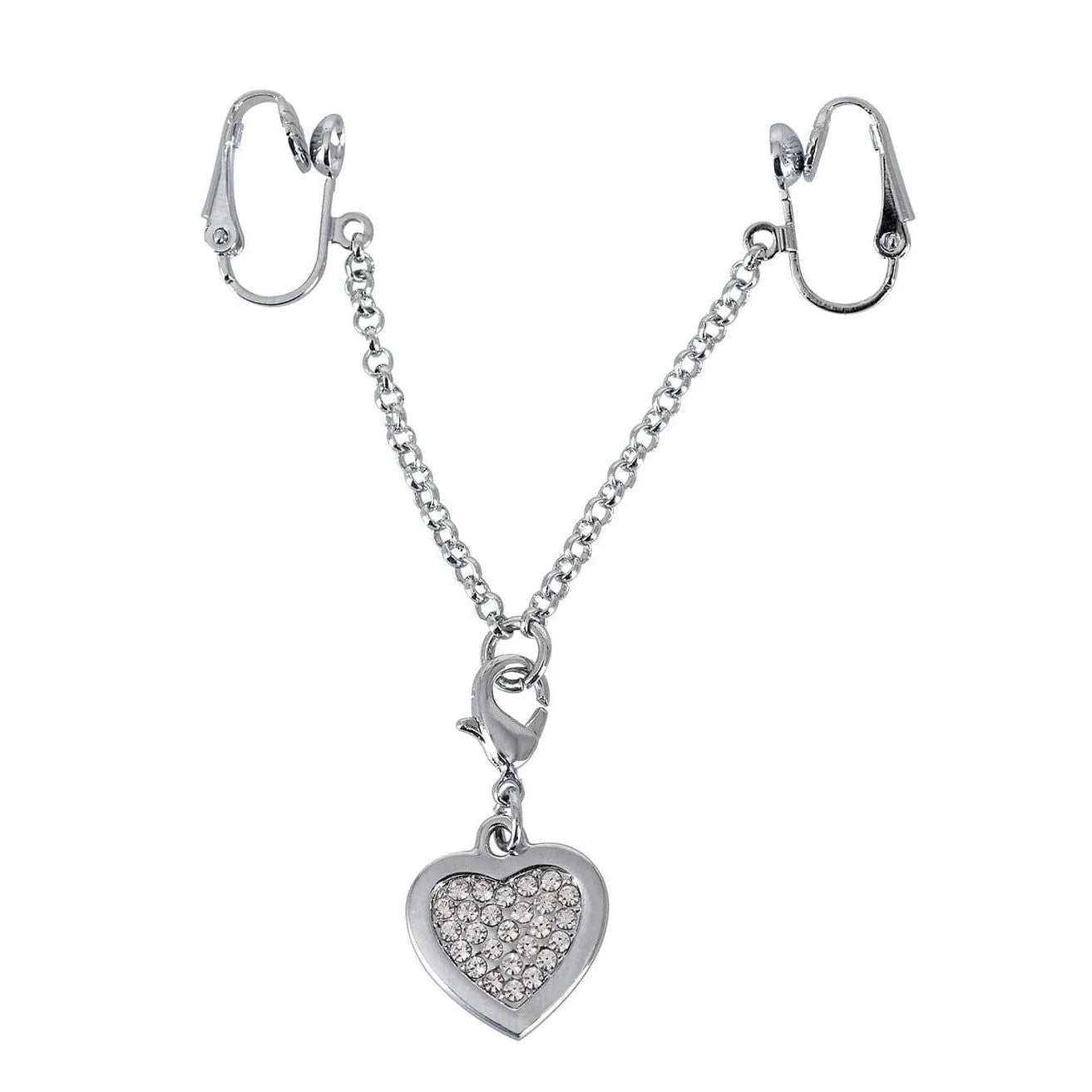 Bijou Intime Argent Coeur Strass Fermoirs Labia