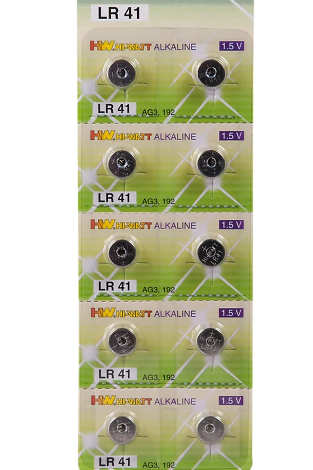 Boîte de 10 piles bouton LR41 alcalines, emballage vert, pour montres et jouets électroniques, 1.5V.