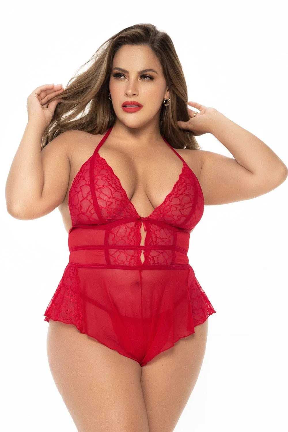 Body Babydoll Rouge Grande Taille Avec String