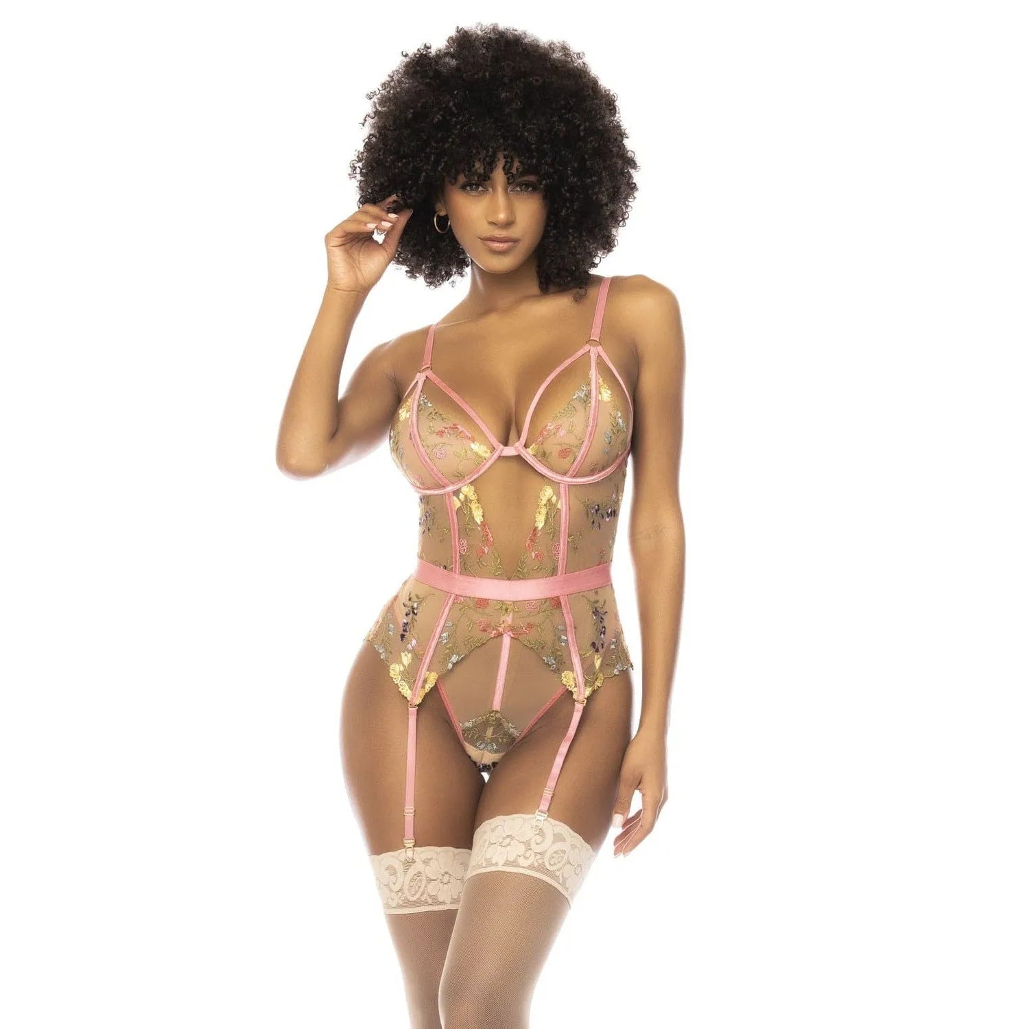 Body En Dentelle Brodée Rose Mapalé