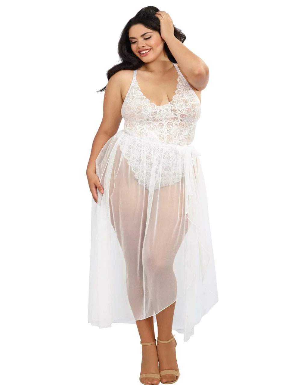 Body Grande Taille Dentelle Blanche Sexy