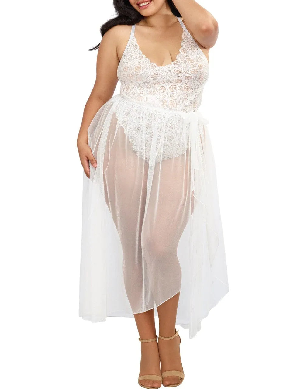 Body Grande Taille Dentelle Blanche Sexy