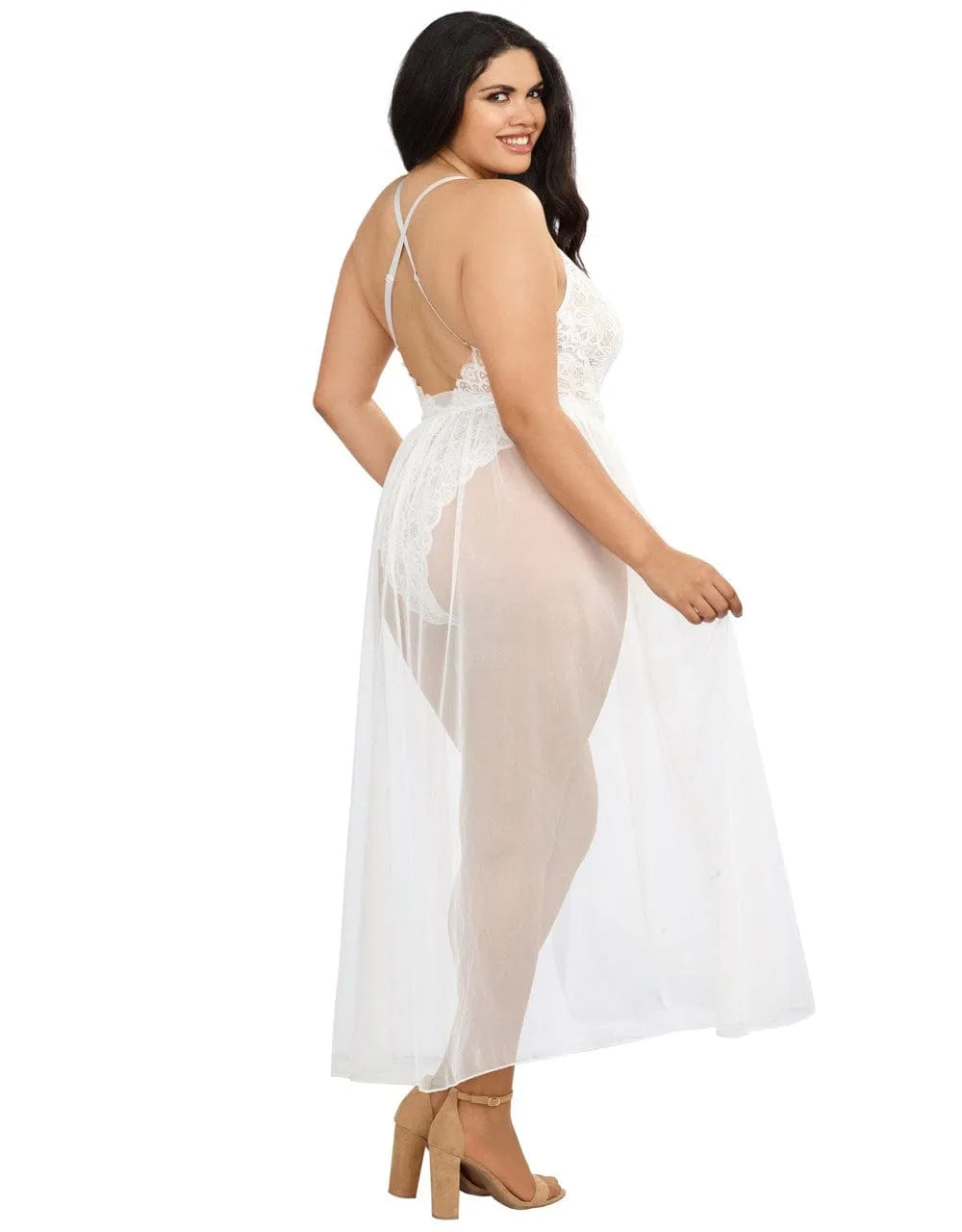 Body Grande Taille Dentelle Blanche Sexy