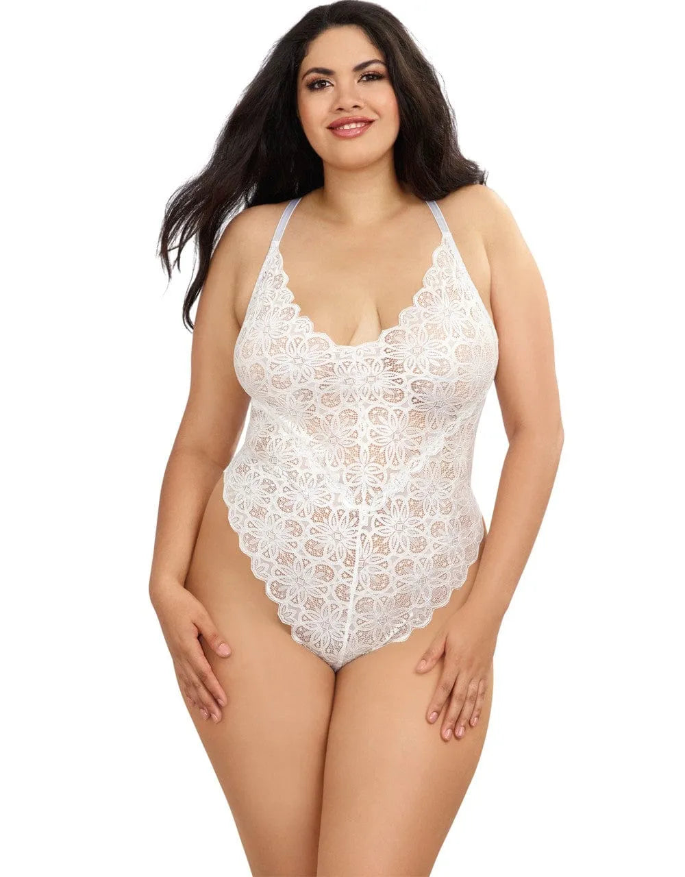 Body Grande Taille Dentelle Blanche Sexy