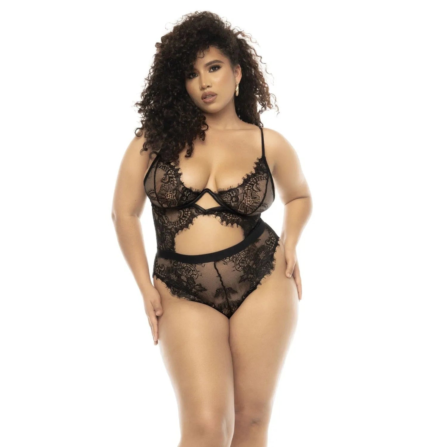 Body Grande Taille En Dentelle Florale Noire