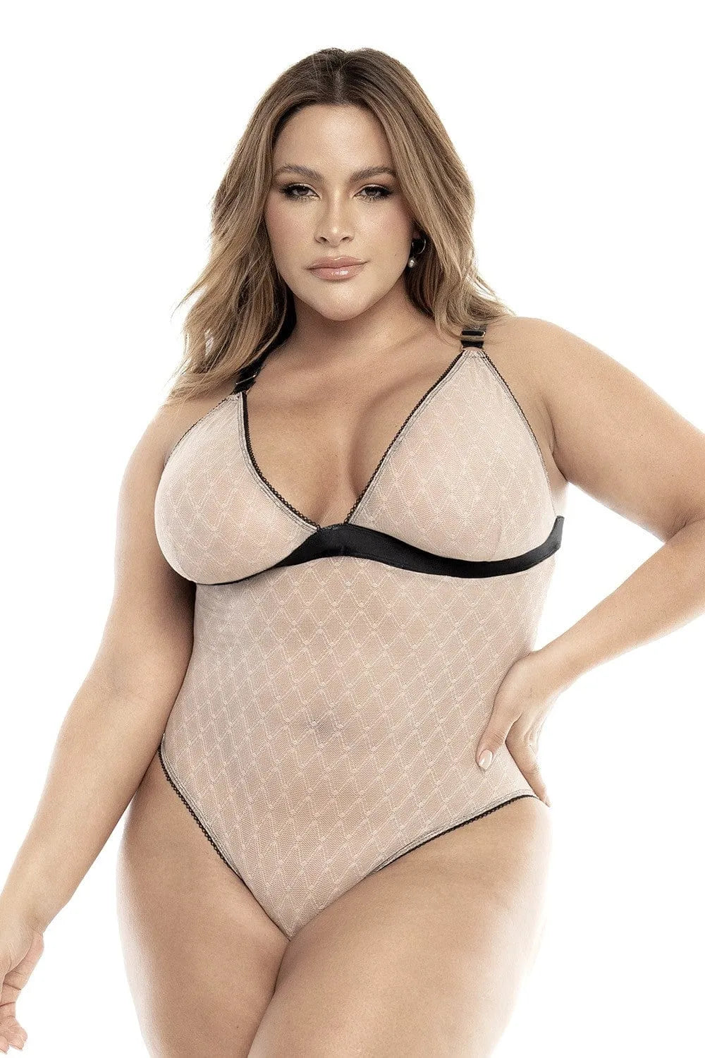 Body Grande Taille Résille Chair Sexy Confortable