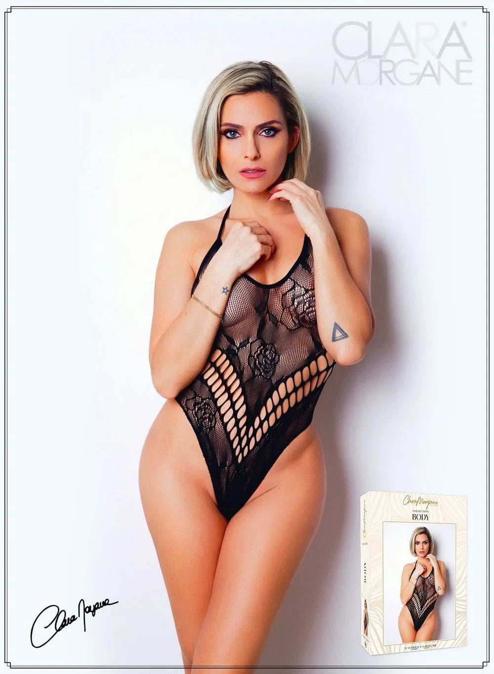 Body Noir Dentelle Clara Morgane Dos Nu