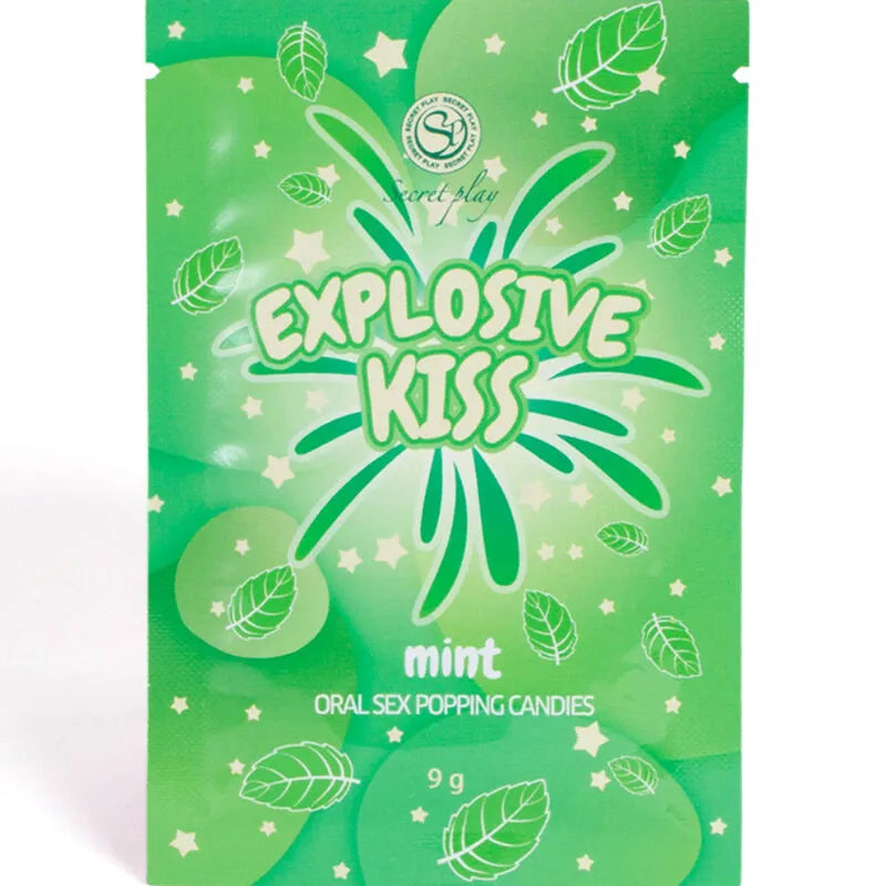 Bonbons intimes effervescents verts, emballage éclatant, pour sensations orales explosives et jeux amoureux innovants.