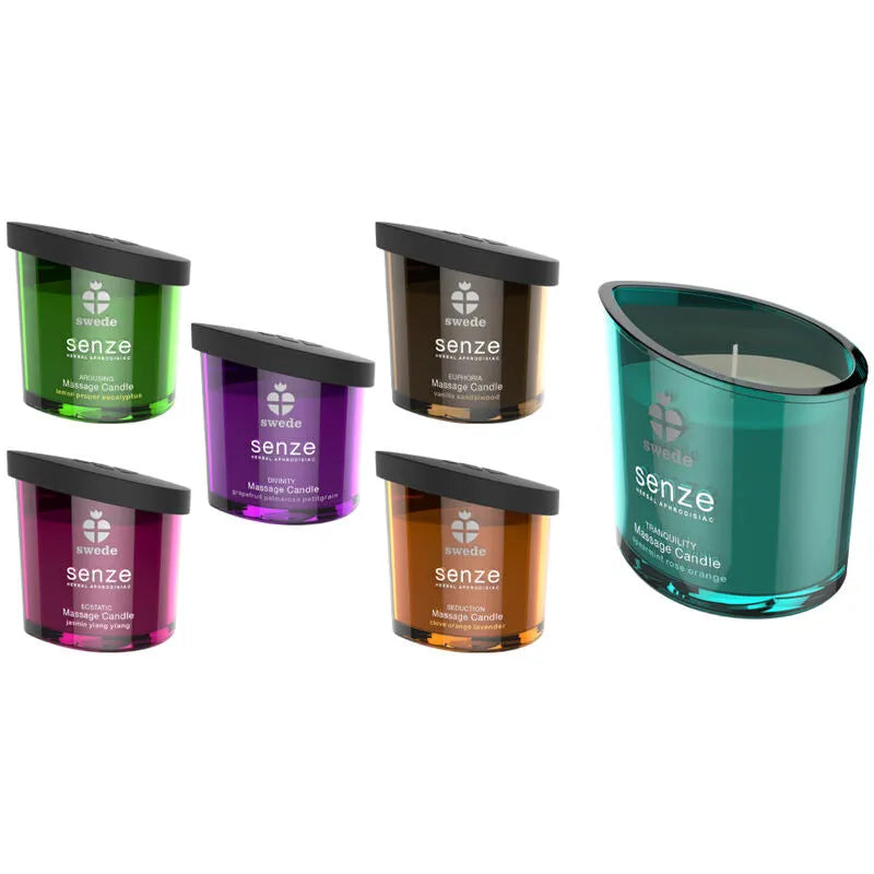 Bougie de massage Jasmin Ylang Ylang, cire blanche, pot en verre élégant, ambiance luxe et sensualité, soin peau.