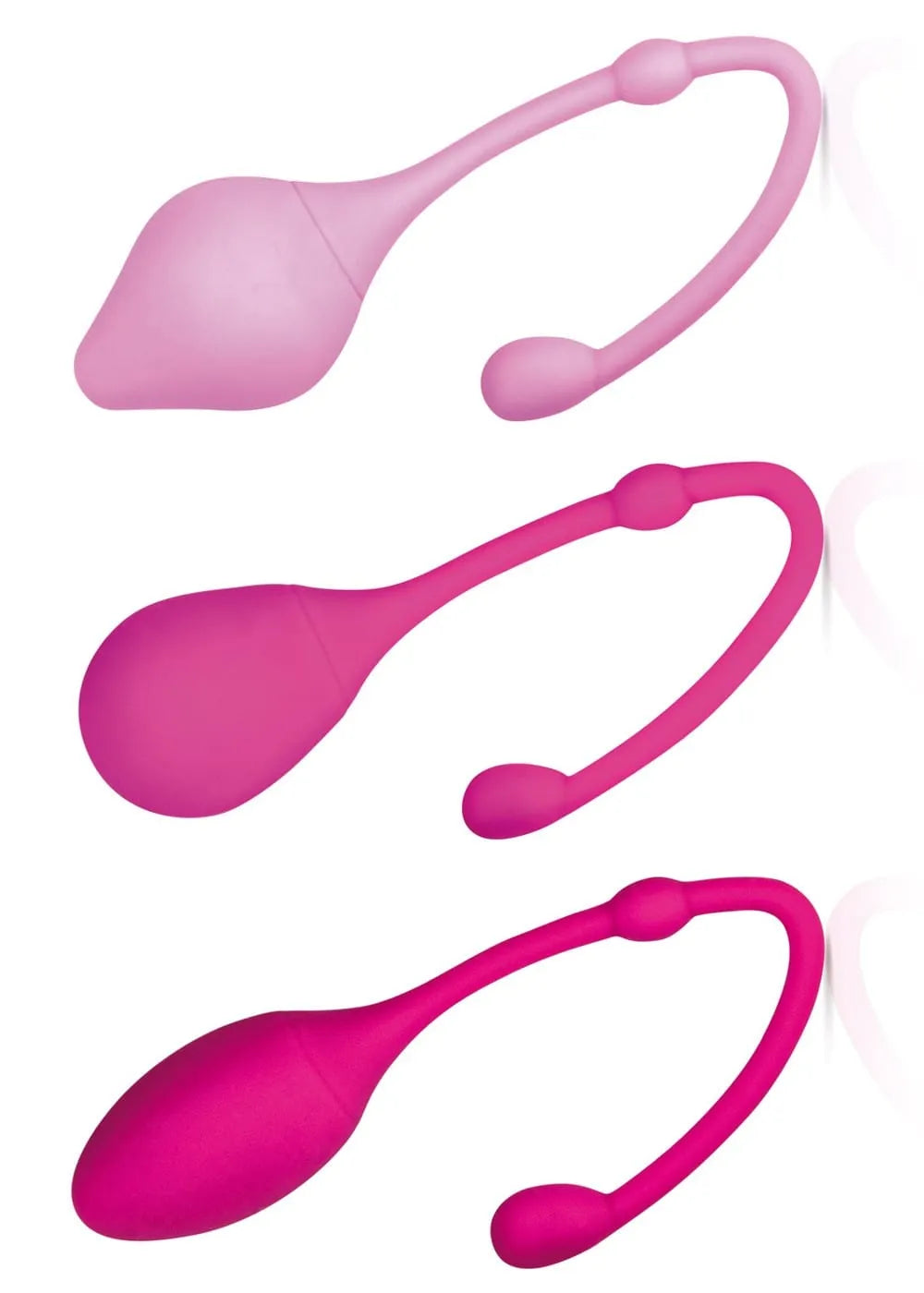 Boules de geisha sensation en 3 couleurs et formes pour rééducation périnéale, avec livret d'exercices inclus.