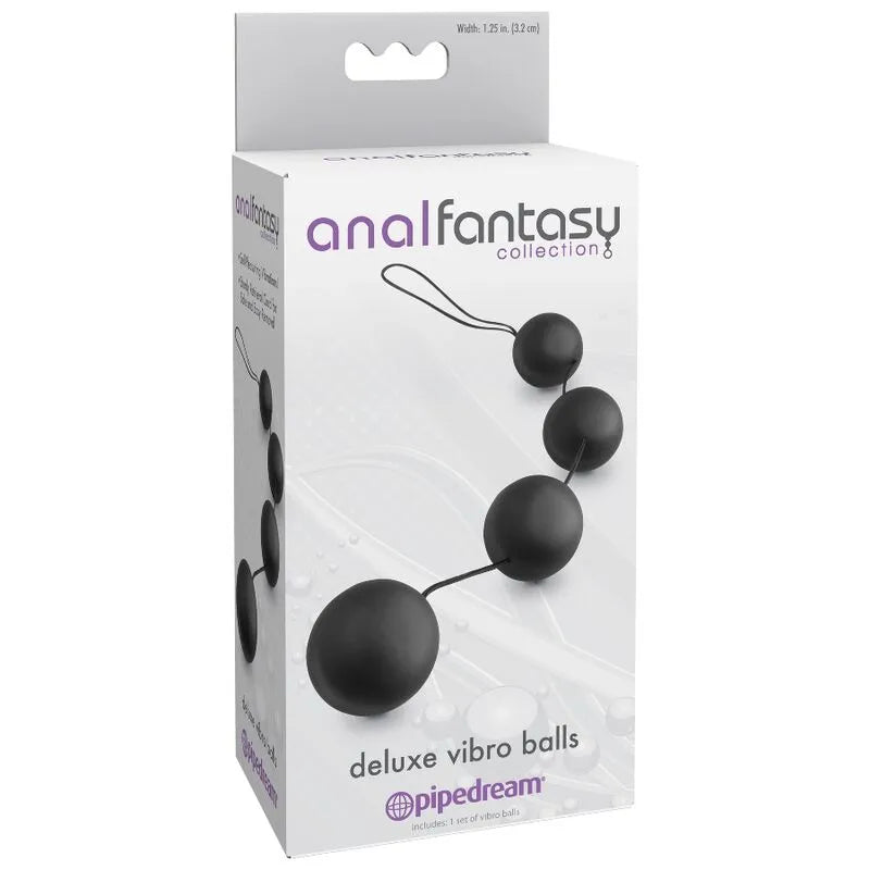 Boules anales vibrantes noires sans phalates, 3,2 cm diamètre, 27,5 cm longueur, pour stimulation anale unisexe sécurisée.